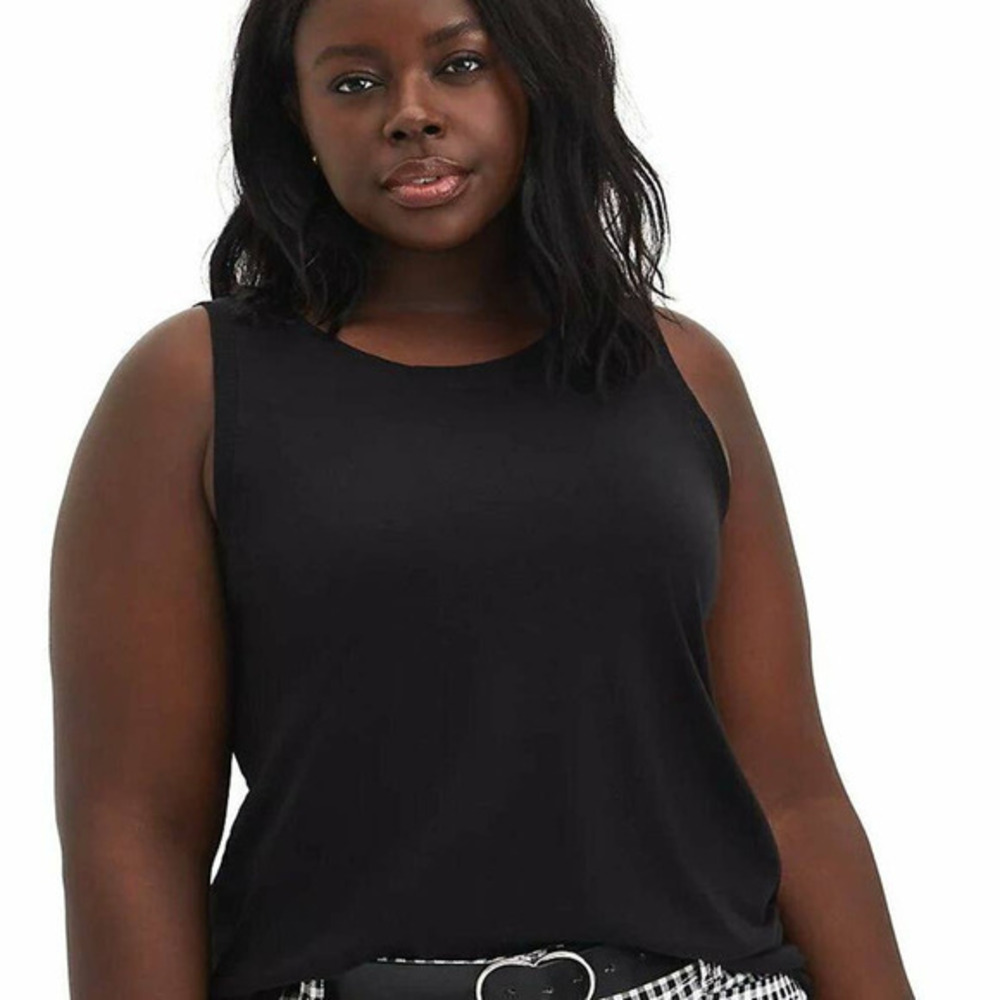 Torrid 4 (4X 26)‎ Black Triblend Crew Neck Jersey Knit Classic Fit Tank Top
